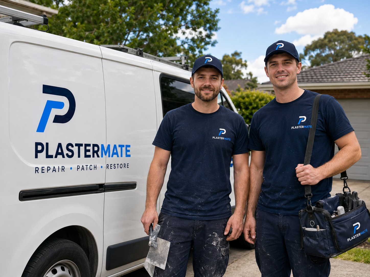 Plaster repair specialist finishing a wall