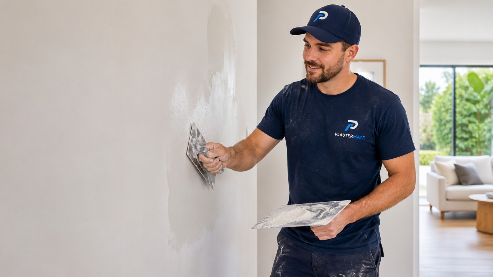 Plasterboard sheet edge compared with an older solid plaster wall